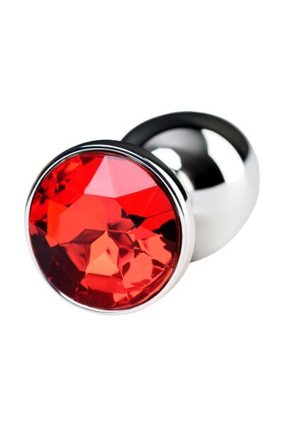 Анальная втулка Metal by TOYFA, с кристаллом цвета рубин, 7,1 см