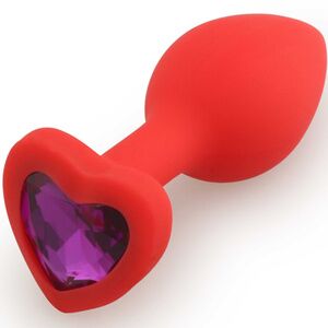 Анальная пробка Play Secrets Silicone Butt Plug Heart Shape Small, красный/фиолетовый