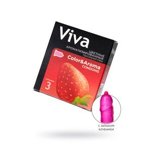 Презервативы Viva, цветные, аромат, латекс, 18,5 см, 3 шт