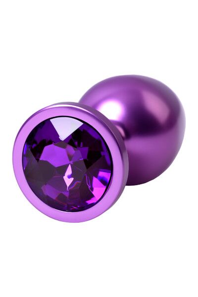 Анальный страз Metal by TOYFA, металл, фиолетовый, с кристалом цвета аметист 8,2 см