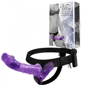 Двойной страпон с вибрацией Baile Ultra Passionate Harness Violet