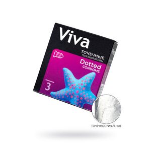 Презервативы Viva, точечные, латекс, 18,5 см, 3 шт