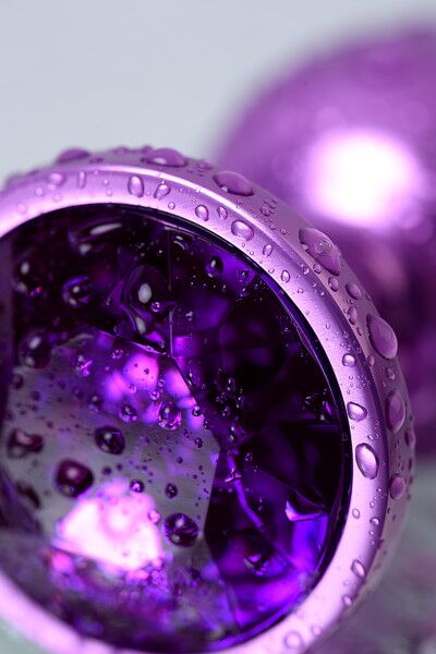 Анальный страз, TOYFA Metal, фиолетовый, с кристаллом цвета аметист, 7,2 см