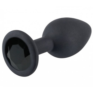 Черная силиконовая пробка Kissexpo с черным стразом S