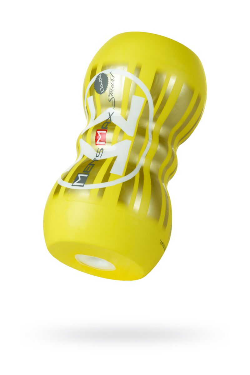 Мастурбатор нереалистичный, Smart Doubble, MensMax, желтый, 14,5 см