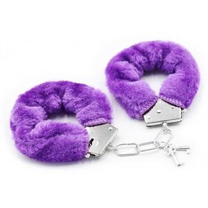 Металлические наручники Kissexpo с фиолетовым мехом