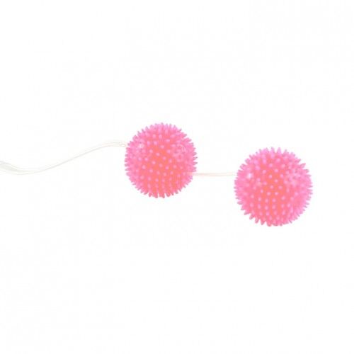 Розовые анально-вагинальные шарики Baile с мягкими шипами