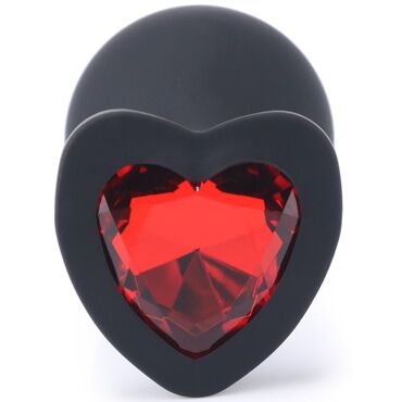 Анальная пробка Play Secrets Silicone Butt Plug Heart Shape Medium, черный/красный