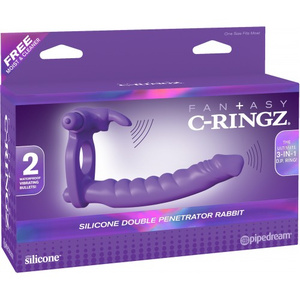 Виброкольцо PipeDream для двойного проникновения Fantasy C-Ringz Silicone Double Penetrator Rabbit