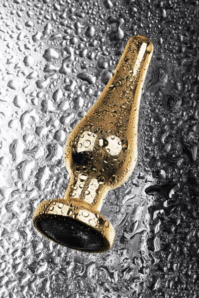 Анальная втулка Metal by TOYFA, золотая, с кристаллом цвета алмаз, 10 см