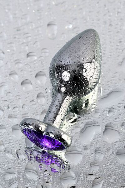 Анальная втулка TOYFA, металл, с фиолетовым кристаллом, 8 см