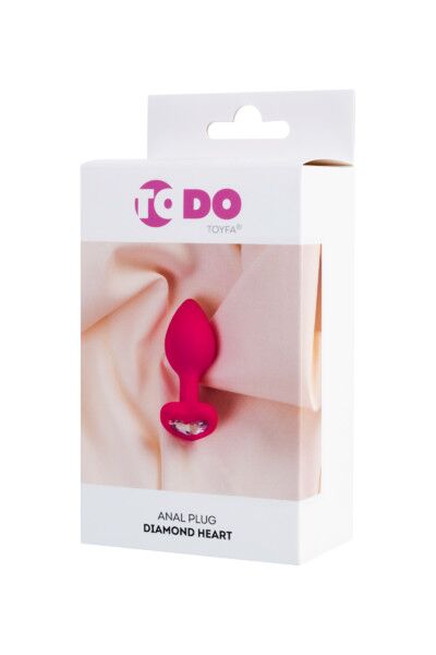 Анальная втулка ToDo by Toyfa Diamond Heart, силикон, розовая, 7 см