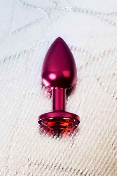 Анальный страз, TOYFA Metal, красный, с кристаллом цвета рубин, 7,2 см