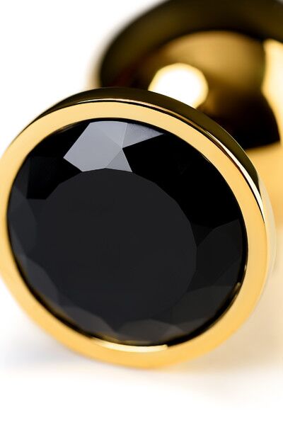 Анальная втулка Metal by TOYFA, золотая, с чёрным кристаллом, 9,5 см