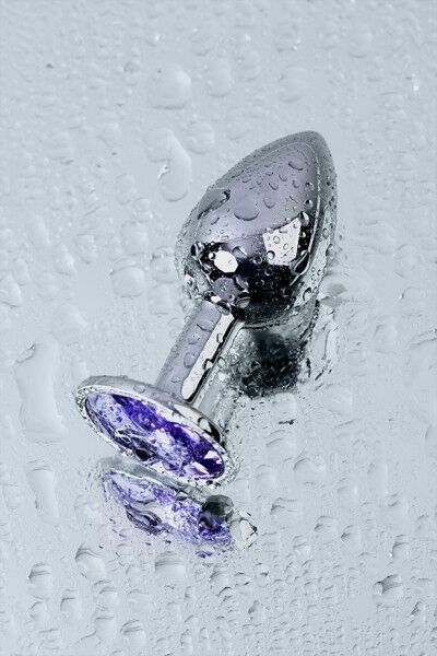 Анальный страз Metal by TOYFA, серебристый, металл, с кристаллом цвета аметист, 7 см