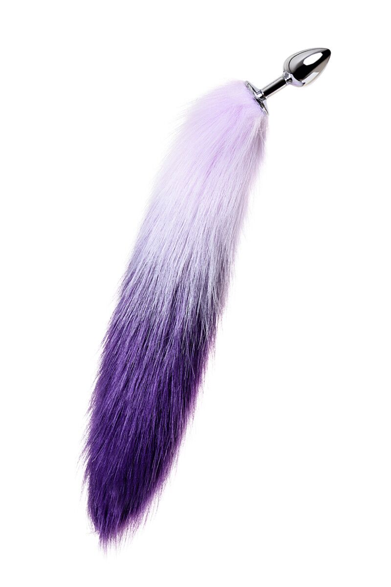 Анальная втулка Metal by TOYFA с бело-фиолетовым хвостом, 45 см