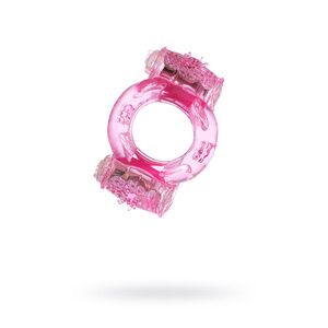 Эрекционное кольцо на пенис с двойной вибрацией, TOYFA, розовый