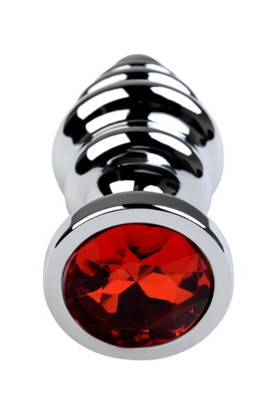 Анальная втулка Metal by TOYFA, металл, с красным кристаллом, 8 см