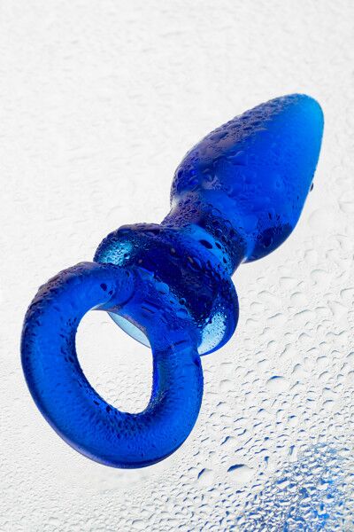 Анальная втулка Sexus Glass, стекло, синяя, 14 см