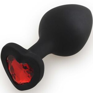 Анальная пробка Play Secrets Silicone Butt Plug Heart Shape Medium, черный/красный