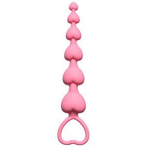 Анальная цепочка Lola Toys First Time Hearts Beads, розовая