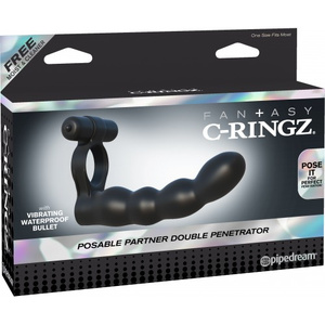 Виброкольцо PipeDream для двойного проникновения Fantasy C-Ringz Posable Partner Double Penetrator