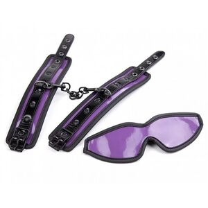 Фиолетовый БДСМ набор Kissexpo из маски и наручников