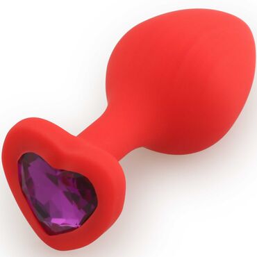 Анальная пробка Play Secrets Silicone Butt Plug Heart Shape Medium, красный/фиолетовый